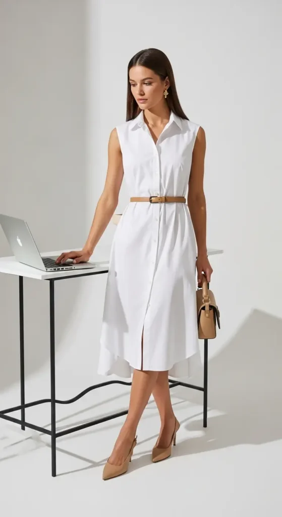 6. Sleeveless Shirt Dress