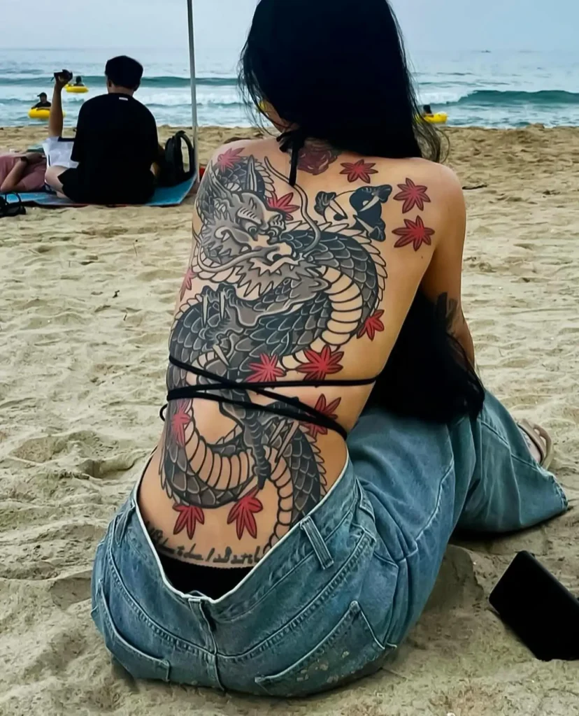 6. Traditional Dragon Back Tattoo