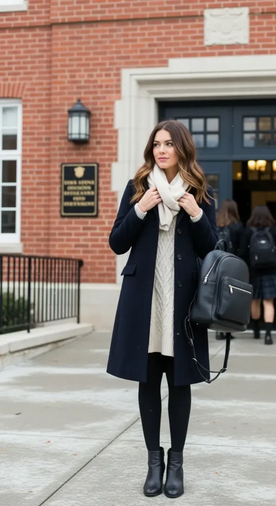 6. Wool Coat and Knit Dress