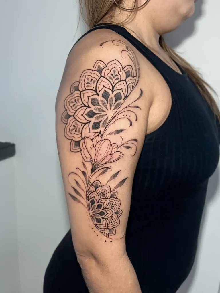 8. Flowing Floral Mandala Tattoo