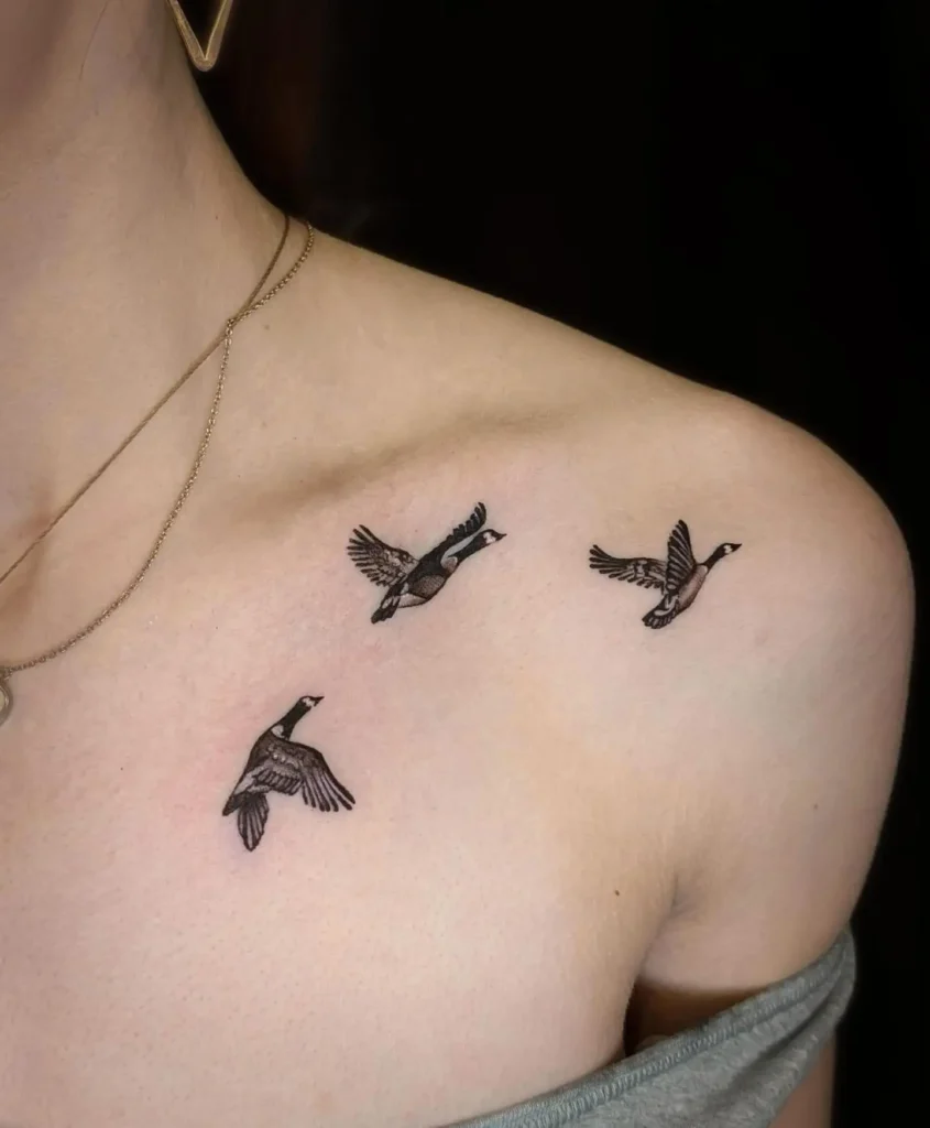 8. Flying Geese Collarbone Tattoo