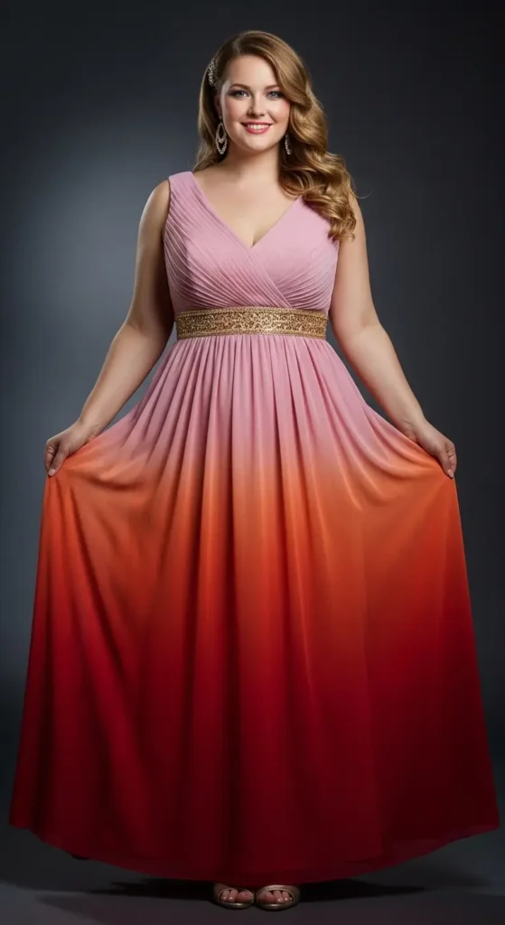 9. Blush to Crimson Ombre Gown