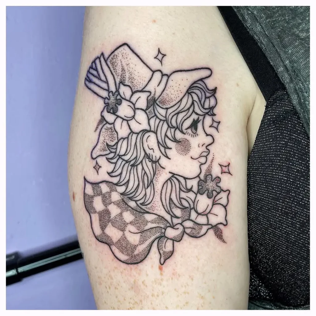 9. Whimsical Witch Girl Stencil