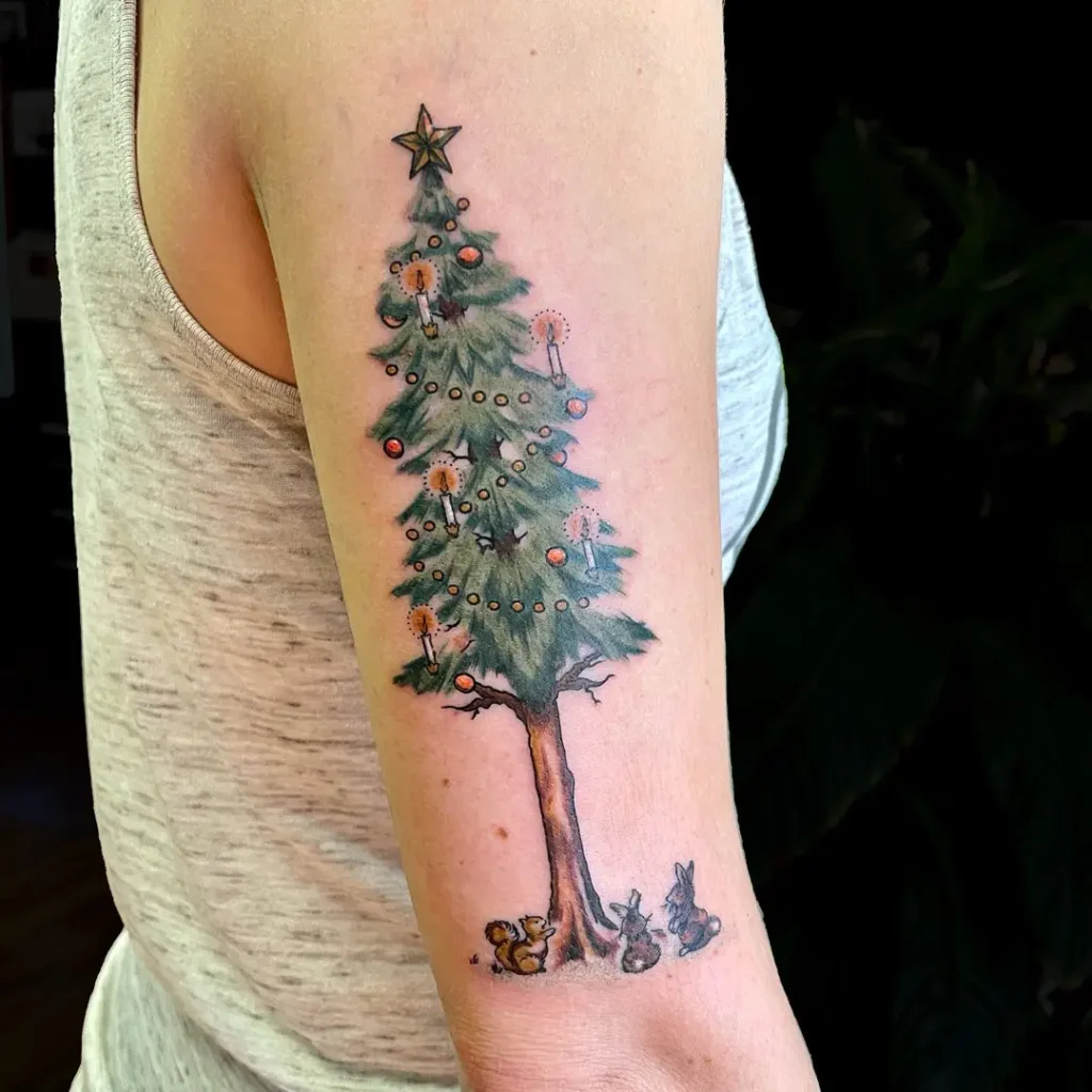 10. Woodland Christmas Tree with Forest Friends