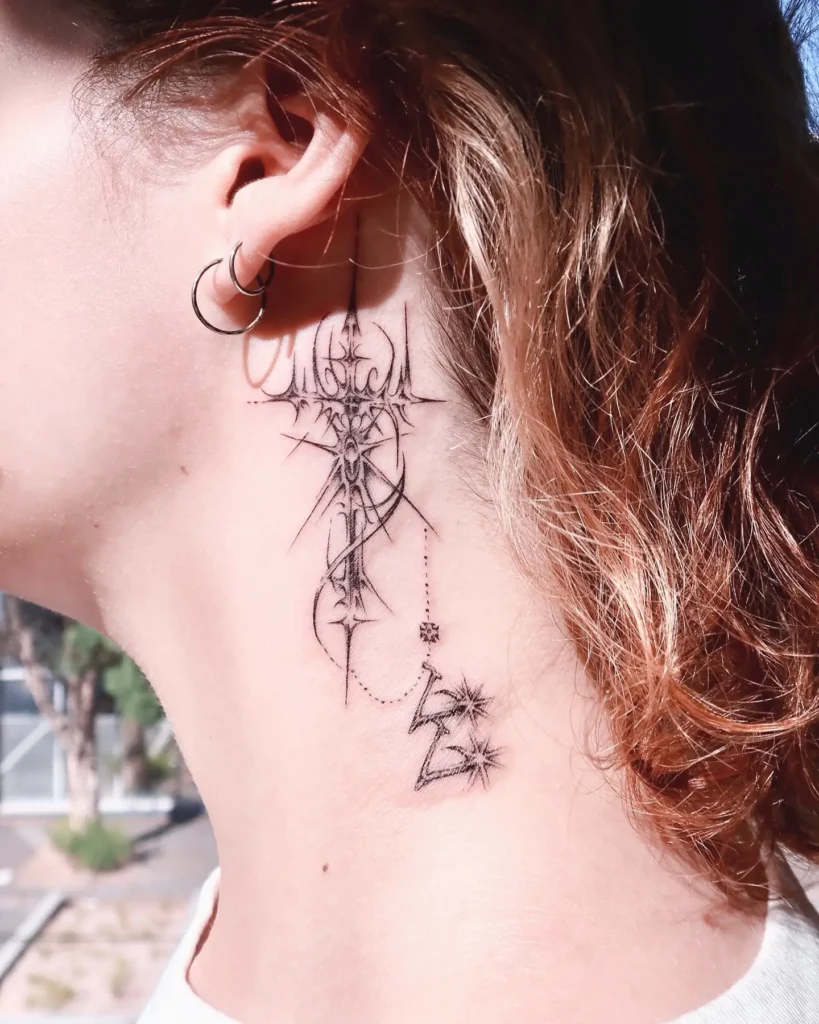 12. Star Chain Signal – Neck Y2K Tattoo