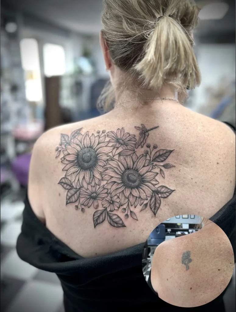 13. Sunflower Shoulder Tattoo Cover Up