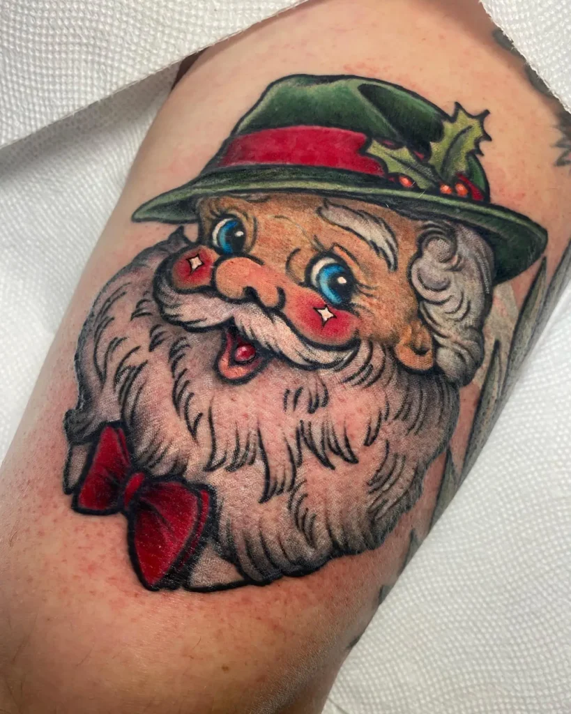 13. Vintage Santa Portrait Tattoo