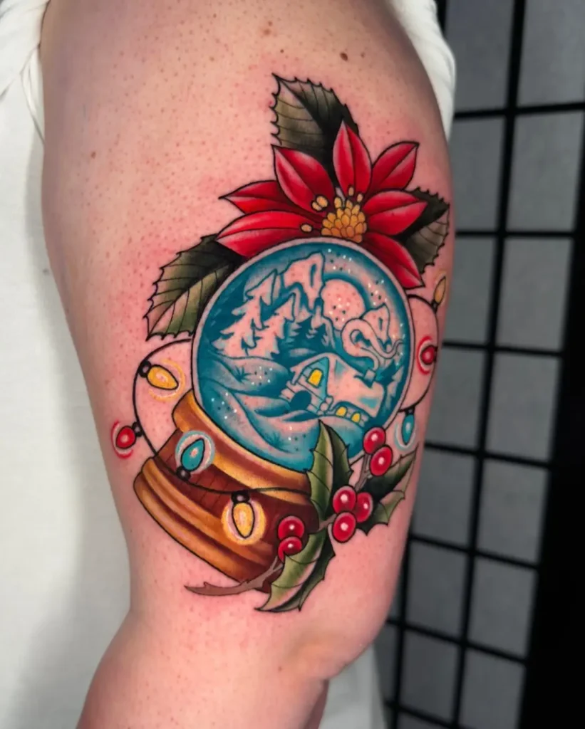 14. Winter Snow Globe Christmas Tattoo