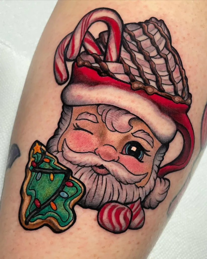 15. Santa Mug with Christmas Cookie Tattoo