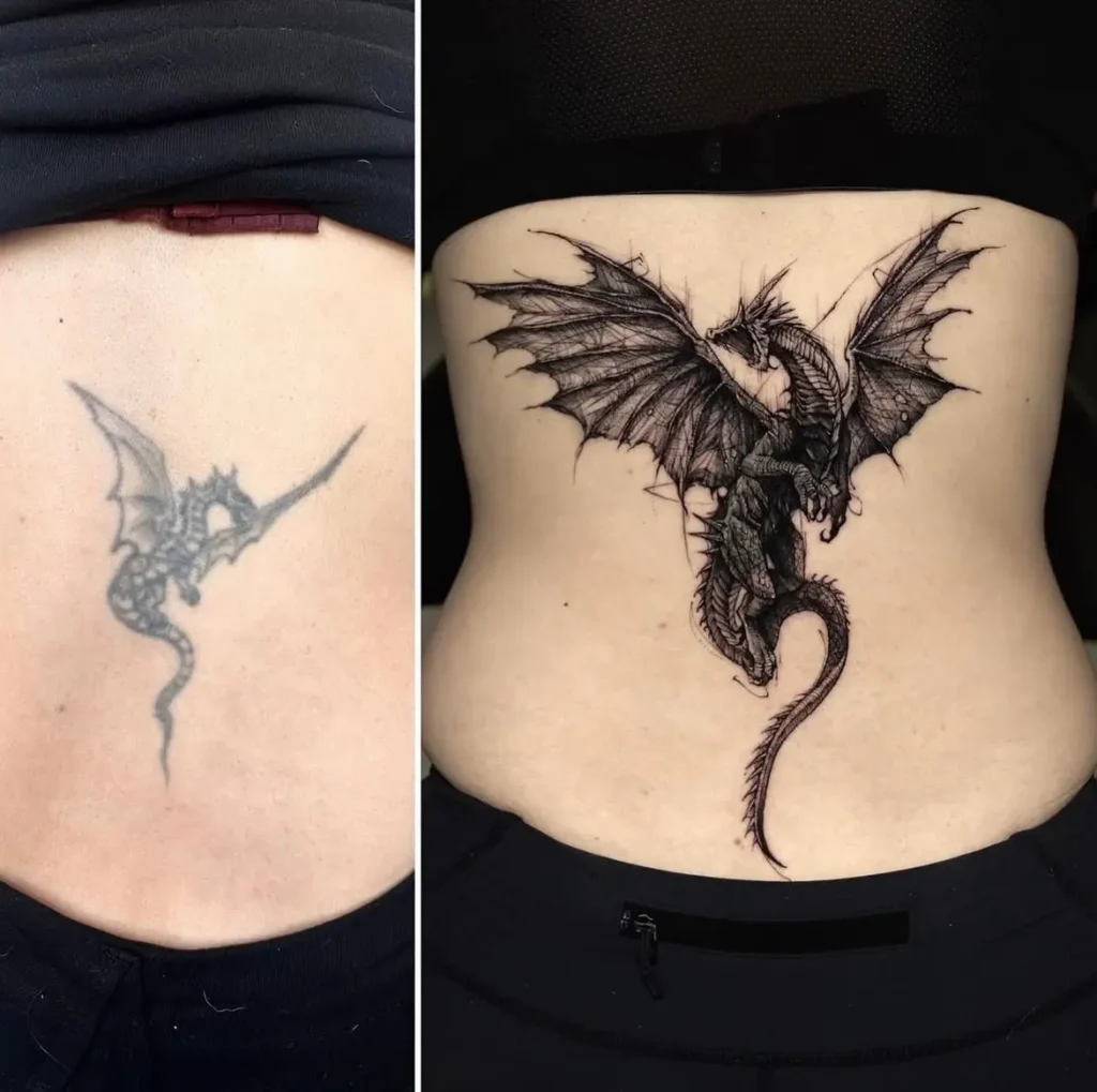 2. Fierce Dragon Tattoo Cover Up