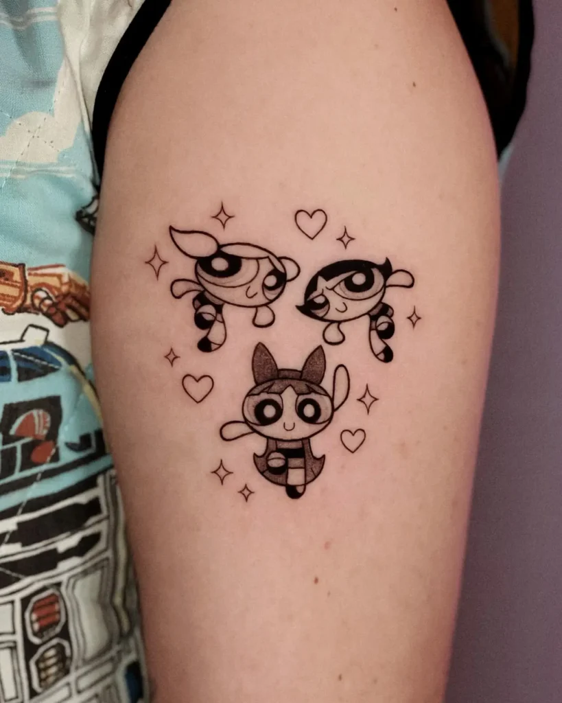 4. Powerpuff Sparkle Squad – Nostalgia Y2K Tattoo