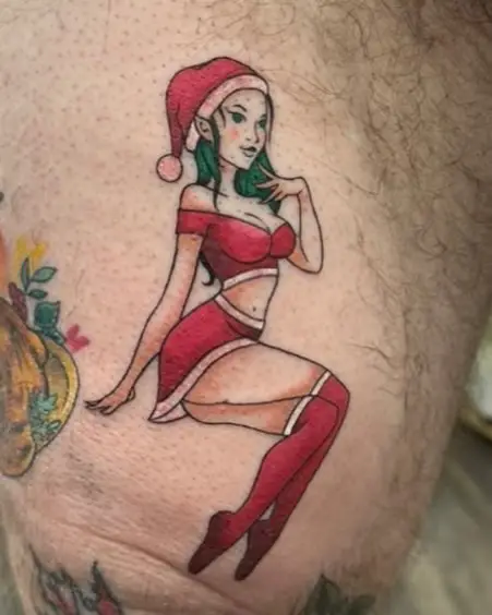 5. Santa Pin-Up Girl Christmas Tattoo