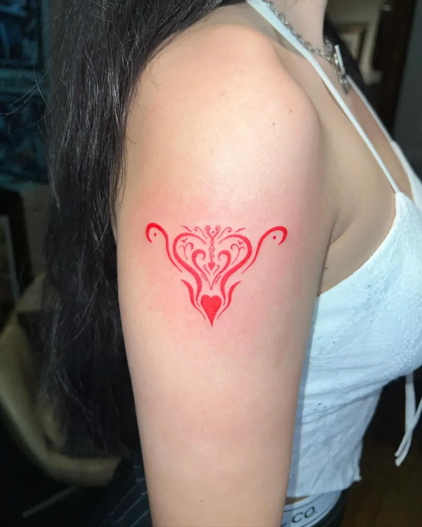 6. Red Tribal Heart – Minimal Y2K Tattoo