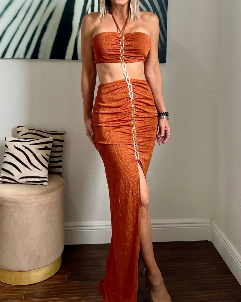 9. Rust Cutout Two-Piece Set + Chain Detail