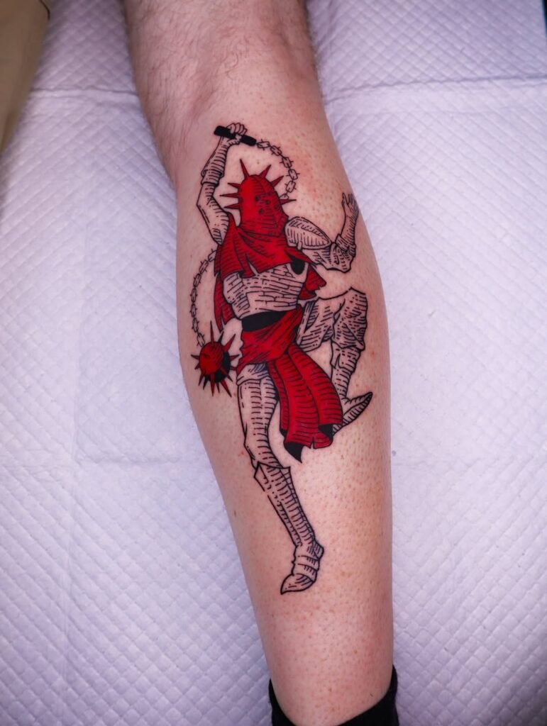 7. Red-Robed Knight with Flail Tattoo