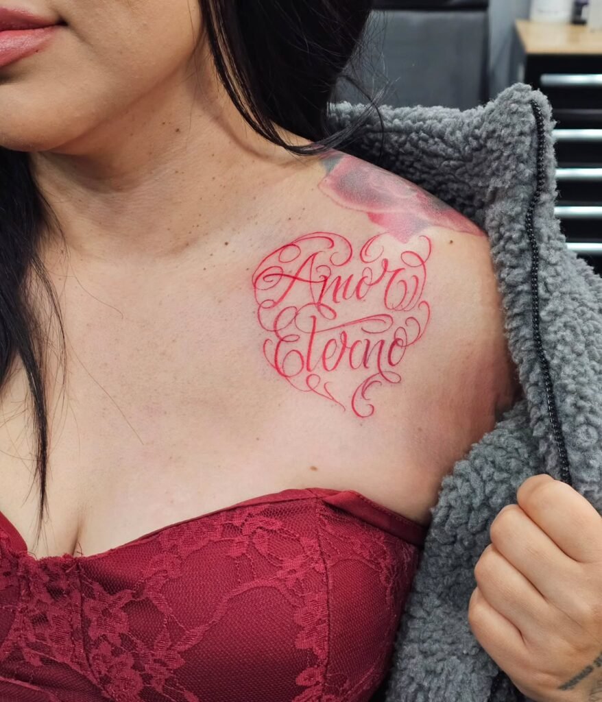 15. Red Ink Smile Now Cry Later Mask Tattoo