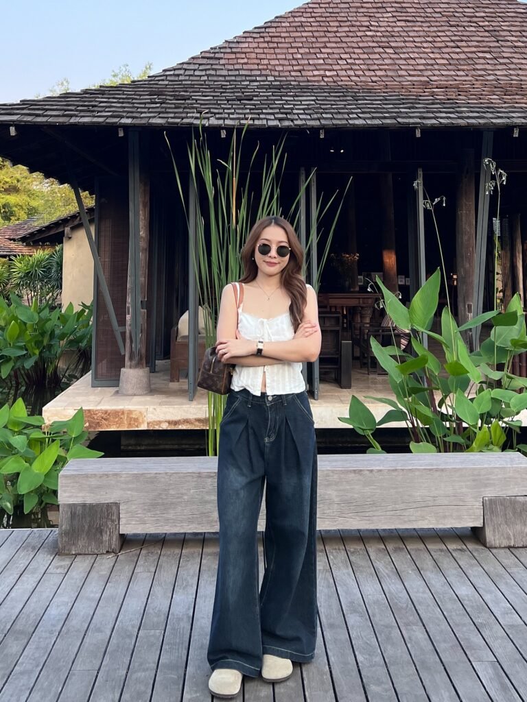 Satin Cami + Dark Wash Baggy Jeans