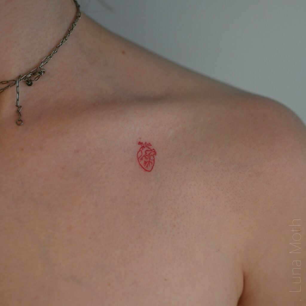4. Tiny Anatomical Heart on Collarbone
