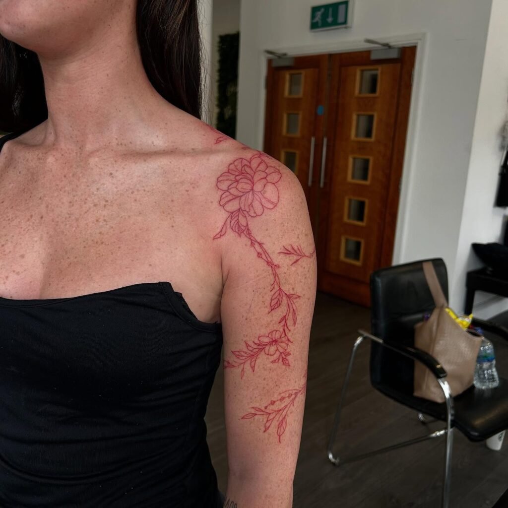 3. Floral Flow on Shoulder and Arm