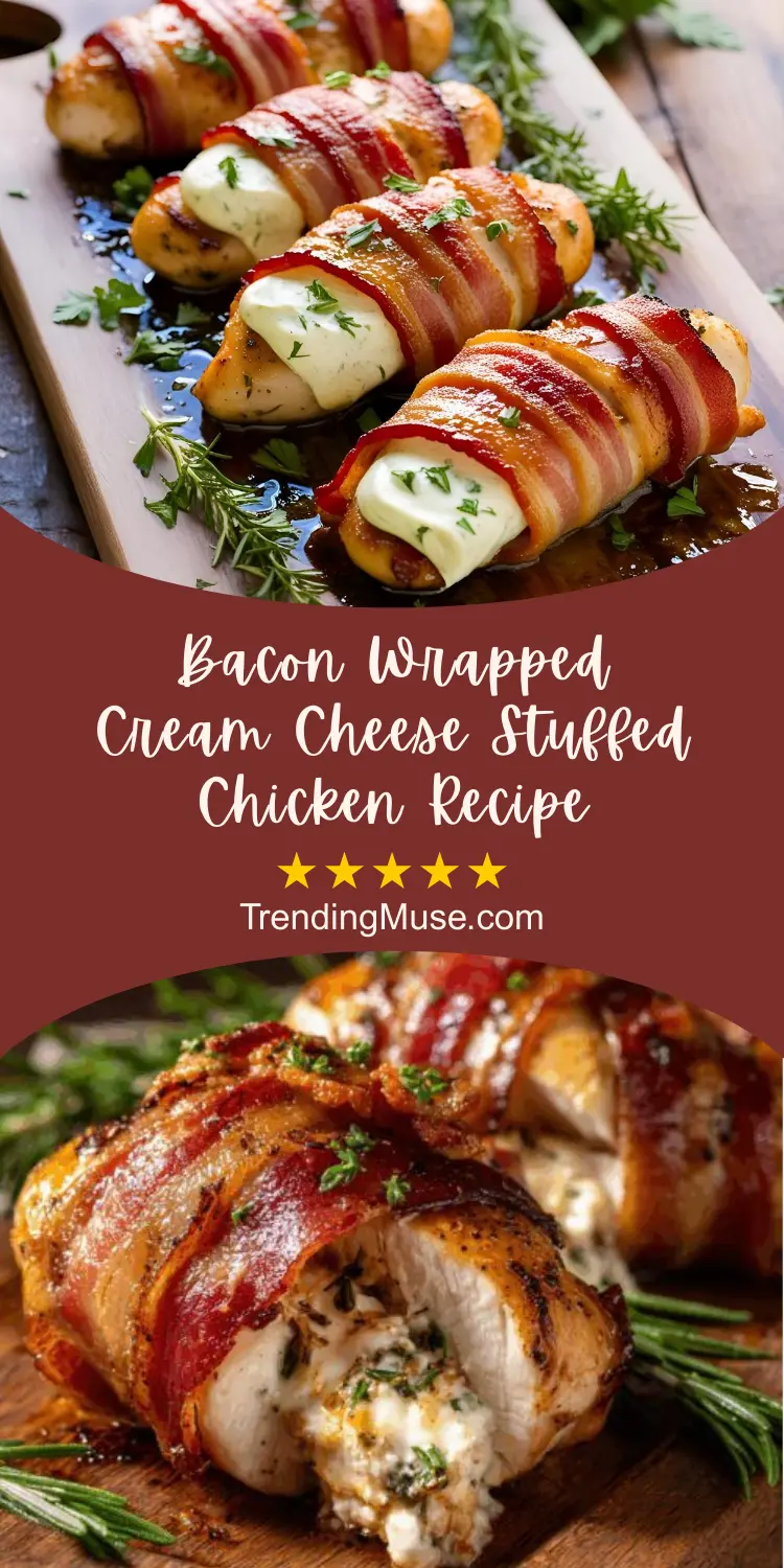 Bacon Wrapped Cream Cheese Stuffed Chicken, Cream Cheese Stuffed Bacon Wrapped Chicken, Bacon Wrapped Chicken With Cream Cheese, Stuffed Chicken Breast Cream Cheese