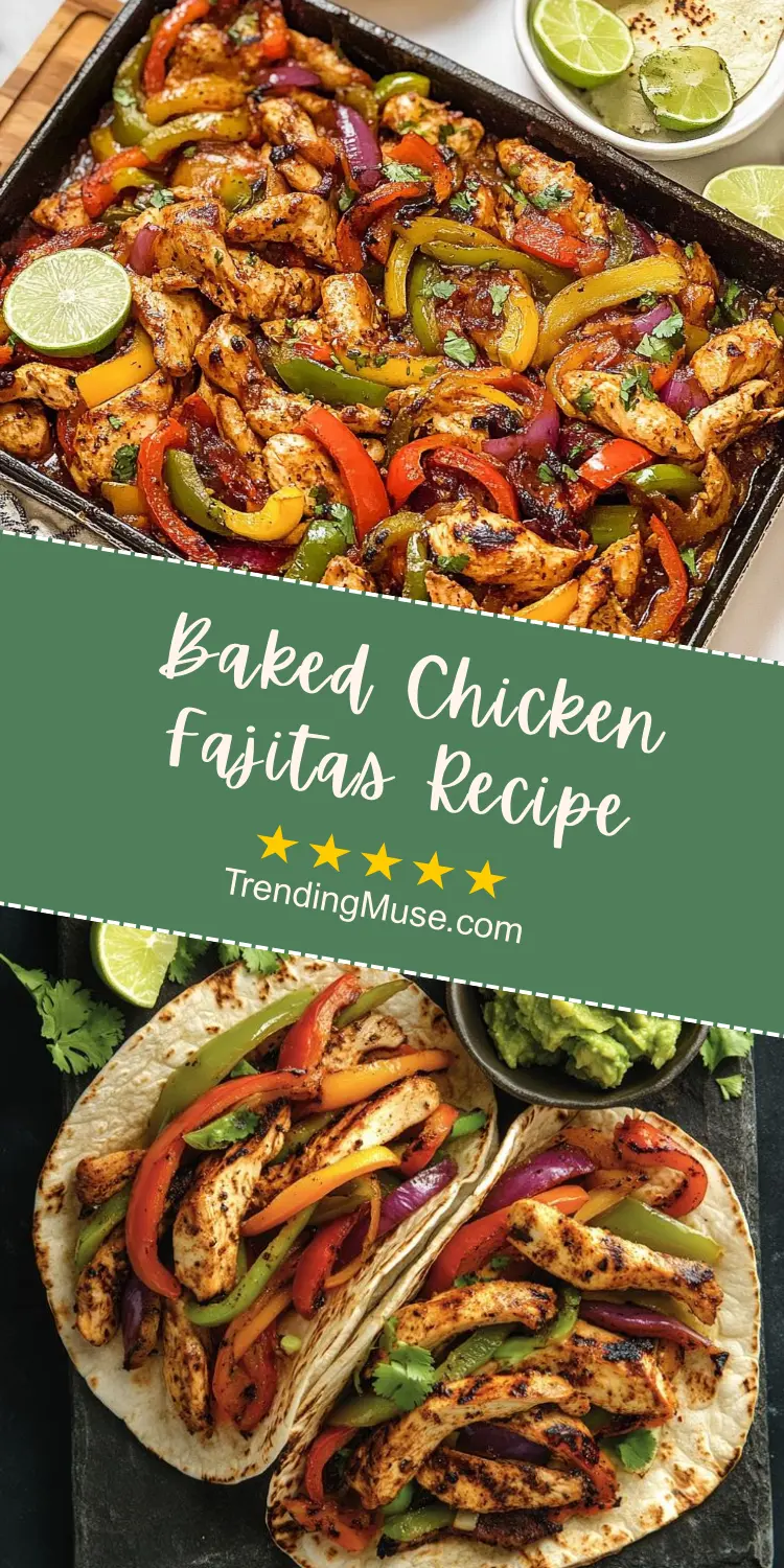 Baked Chicken Fajitas Recipe, Baked Chicken Fajitas, Chicken Fajitas Baked In Oven, Oven Roasted Chicken Fajitas