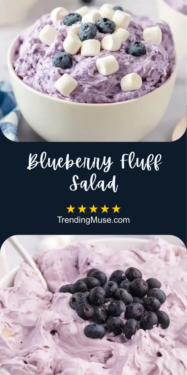 Blueberry Fluff Salad, Blueberry Fluff, Blueberry Fluff Recipe Easy, Blueberry Fluff Salad Recipes, Blueberry Cream Cheese Salad