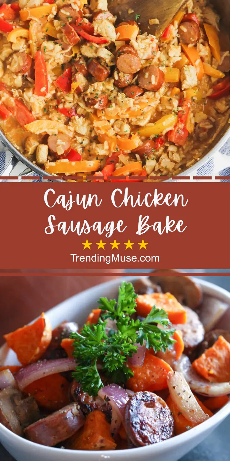 Cajun Chicken Sausage Bake, Cajun Chicken and Sausage Casserole, Cajun Chicken and Sausage, Cajun Sausage Bake