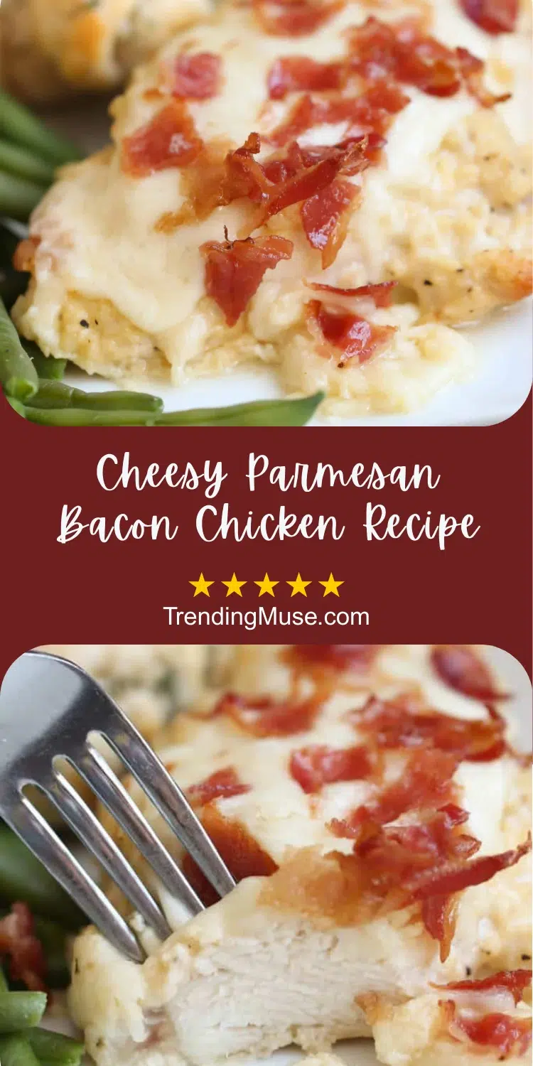 Cheesy Parmesan Bacon Chicken Recipe, Chicken Bacon Parmesan, Parmesan Crusted Chicken With Bacon, Bacon Chicken Parmesan Recipe