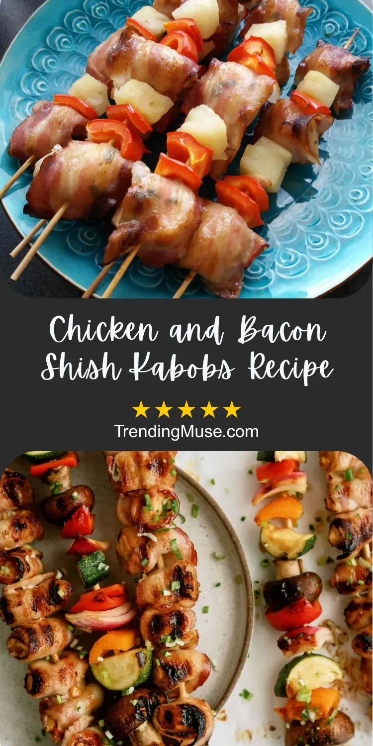 Bacon Wrapped Chicken Kabobs, Chicken Bacon Kabobs, Chicken And Bacon Skewers, Chicken Bacon Kabobs On The Grill