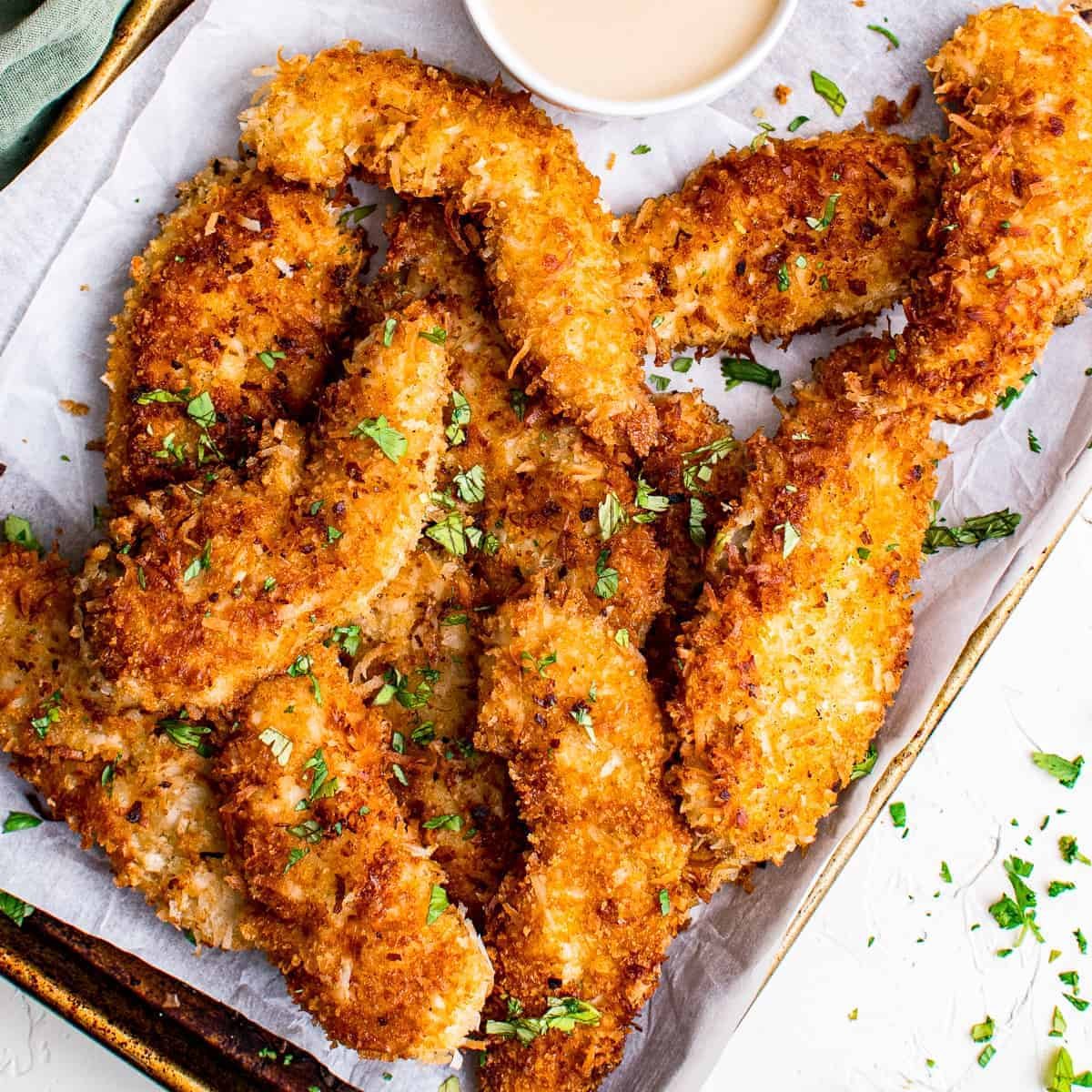 Coconut Chicken Strips with Pina Colada Sauce