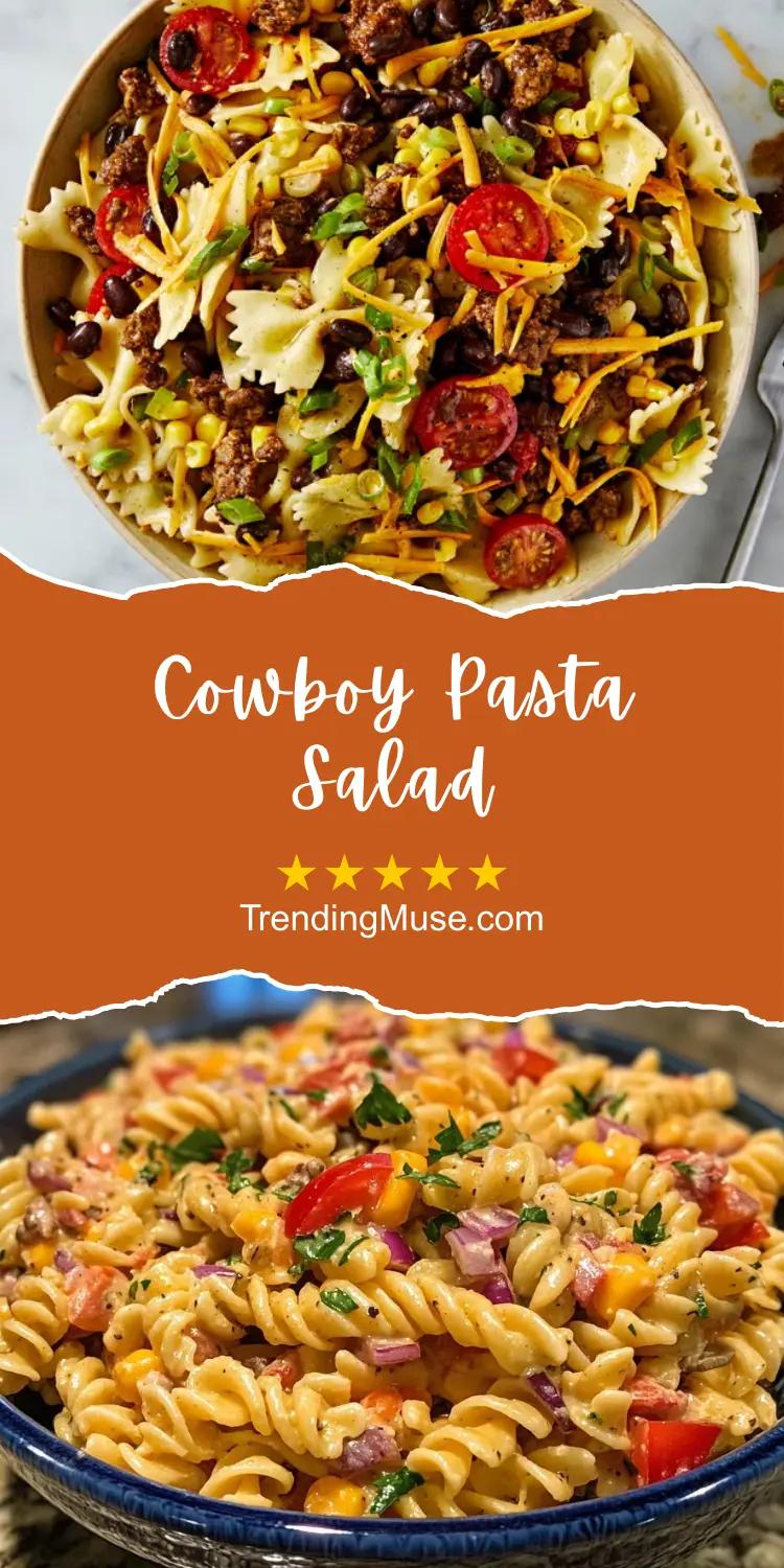 Cowboy Pasta Salad, Cowboy Pasta Salad Recipe, Best Cowboy Pasta Salad, Loaded Cowboy Pasta Salad, Pasta Salad Cowboy Style