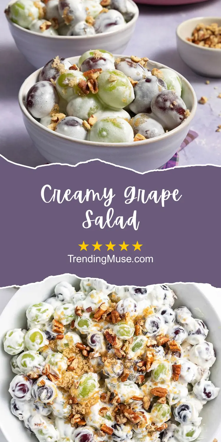 Creamy Grape Salad, Grape Salad Recipe, Easy Creamy Grape Salad, Classic Grape Salad Recipe, Grape Salad With Cream Cheese