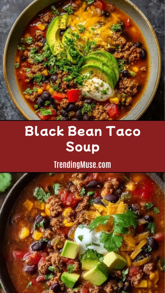 Black Bean Taco Soup, Taco Soup With Black Beans, Taco Soup Black Beans, Taco Bean Soup, Black Bean Corn