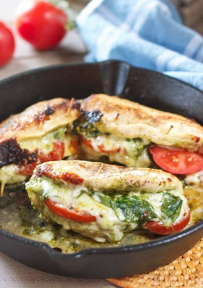 Cream Cheese and Pesto Stuffed Chicken