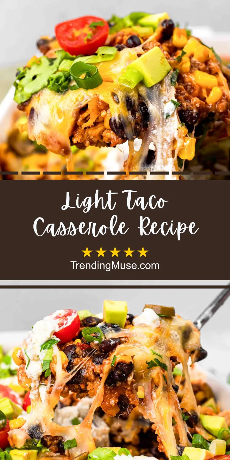Light Taco Casserole Recipe, Healthy Taco Casserole Bake, Taco Casserole Low Calorie, Low Calorie Mexican Casserole, Healthy Chicken Taco Casserole