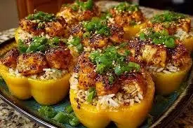 Teriyaki Pineapple Chicken and Rice Stuffed Pepper