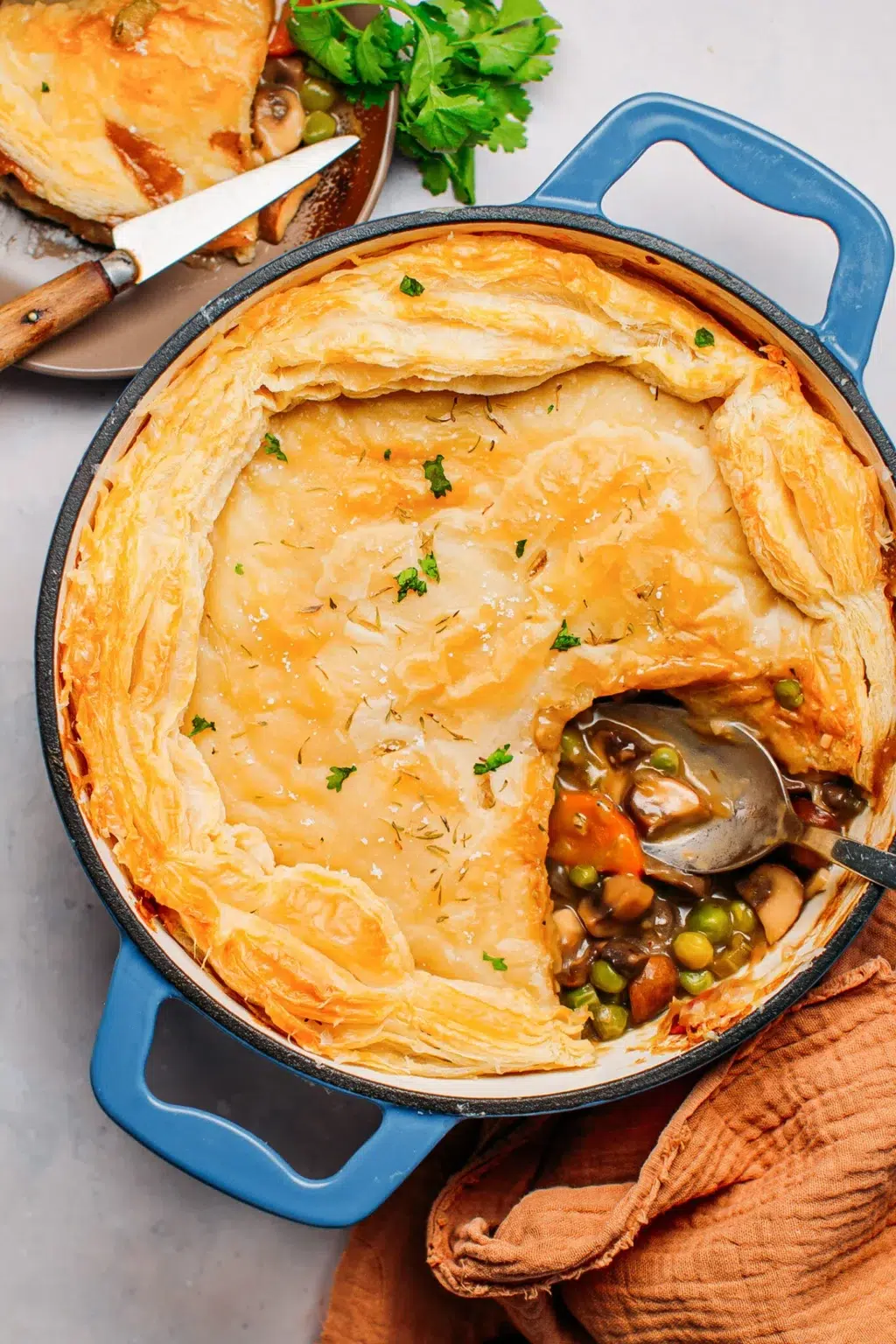 Golden crusted mushroom pot pie