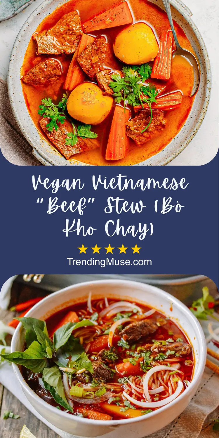 Vegan Vietnamese Beef Stew, Bo Kho Chay, Vegan Bo Kho Recipe, Vietnamese Vegan Stew, Vegan Beef Stew Vietnamese Style