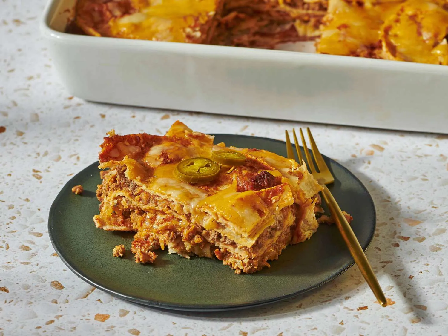 Cheesy Beef Enchilada Casserole