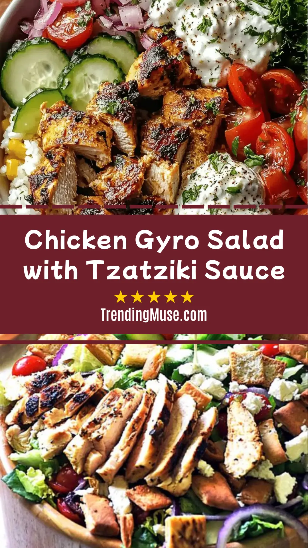 Chicken Gyro Salad with Tzatziki Sauce
