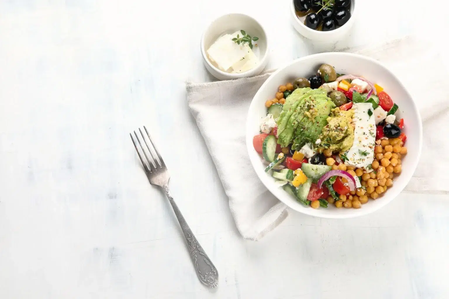 Chickpea Feta Avocado Salad
