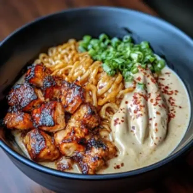 Creamy Garlic Chicken Ramen Bowl