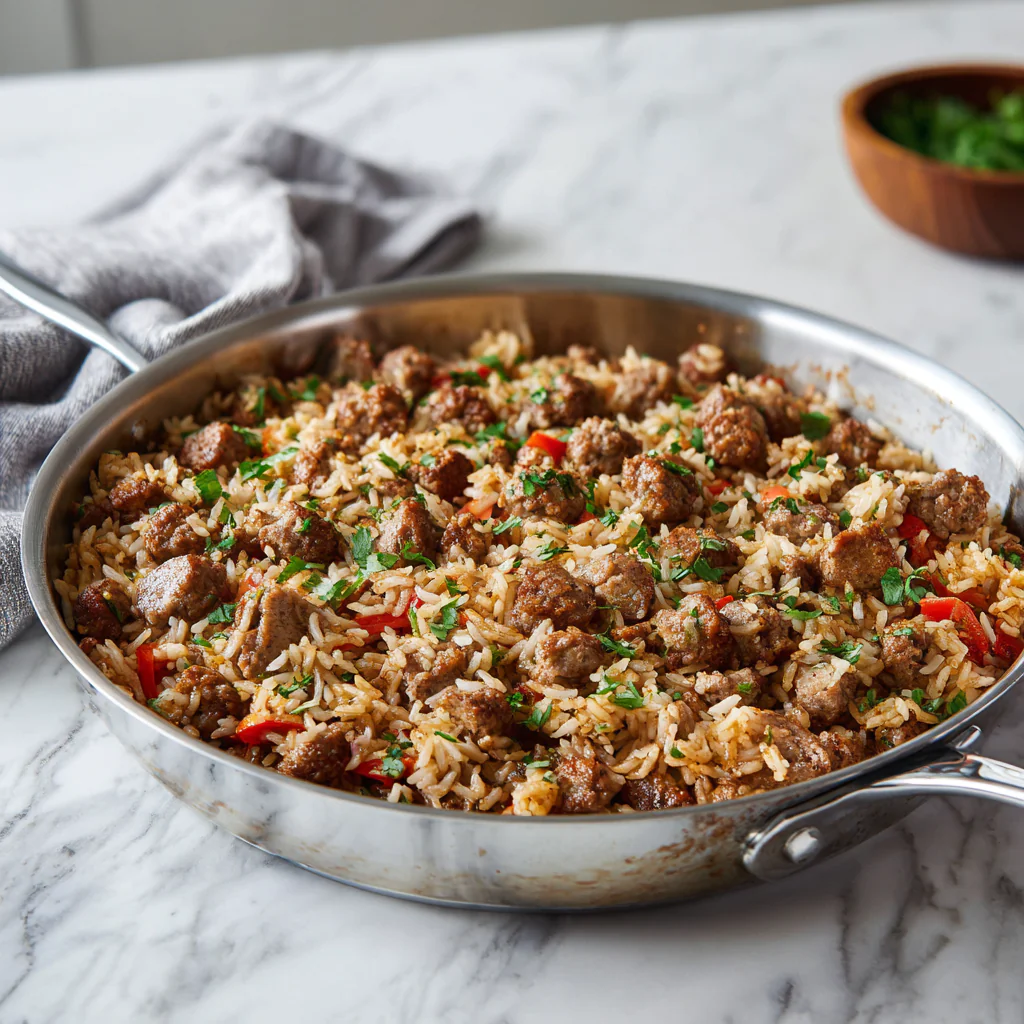 Easy Italian Sausage and Rice Skillet
