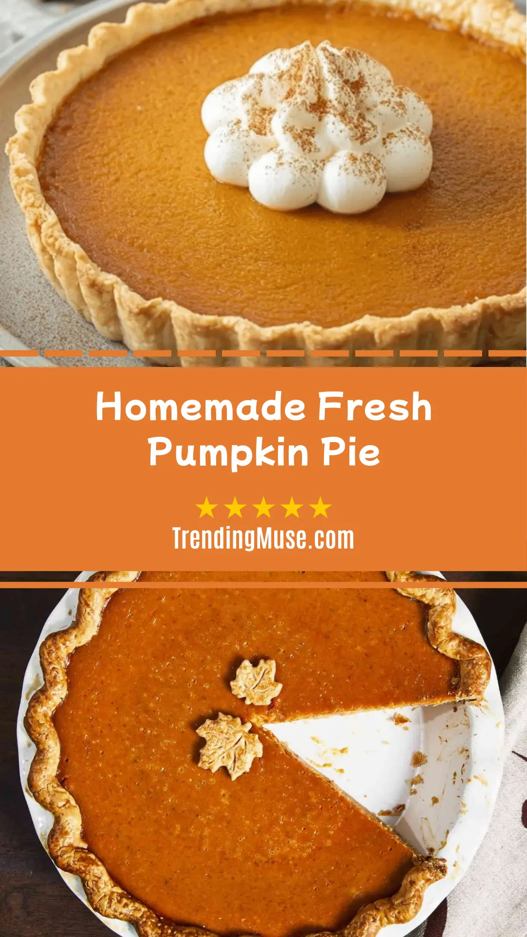 Homemade Fresh Pumpkin Pie