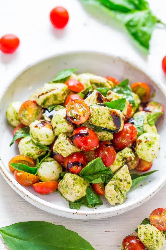 Pesto Chicken Caprese Salad