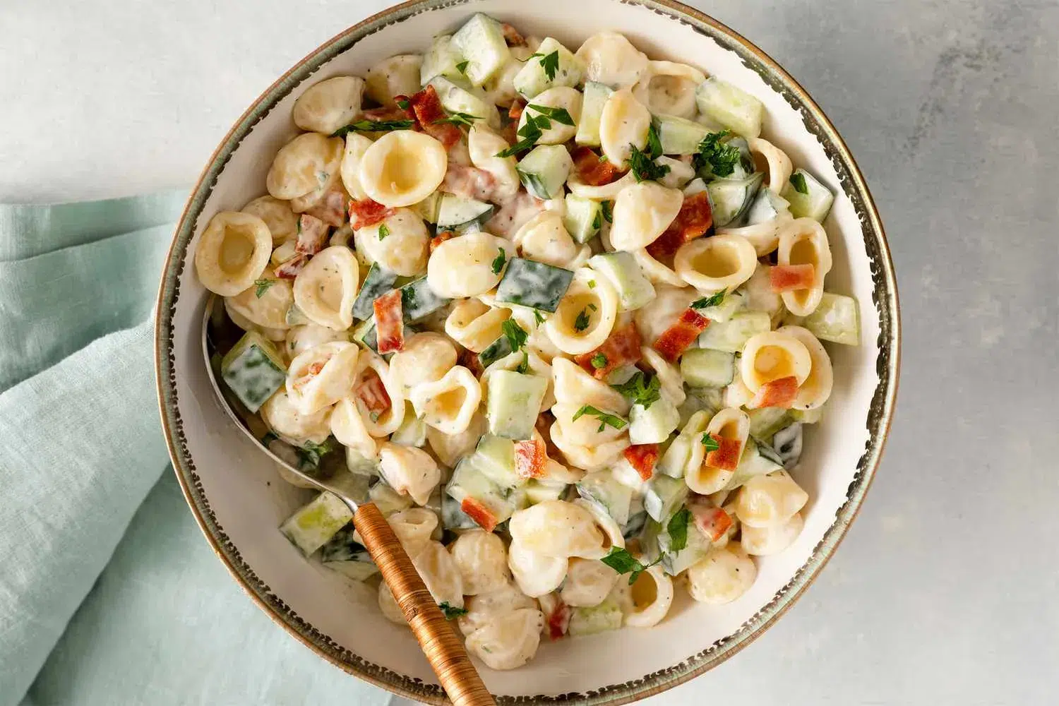 Smashed Cucumber Pasta Salad