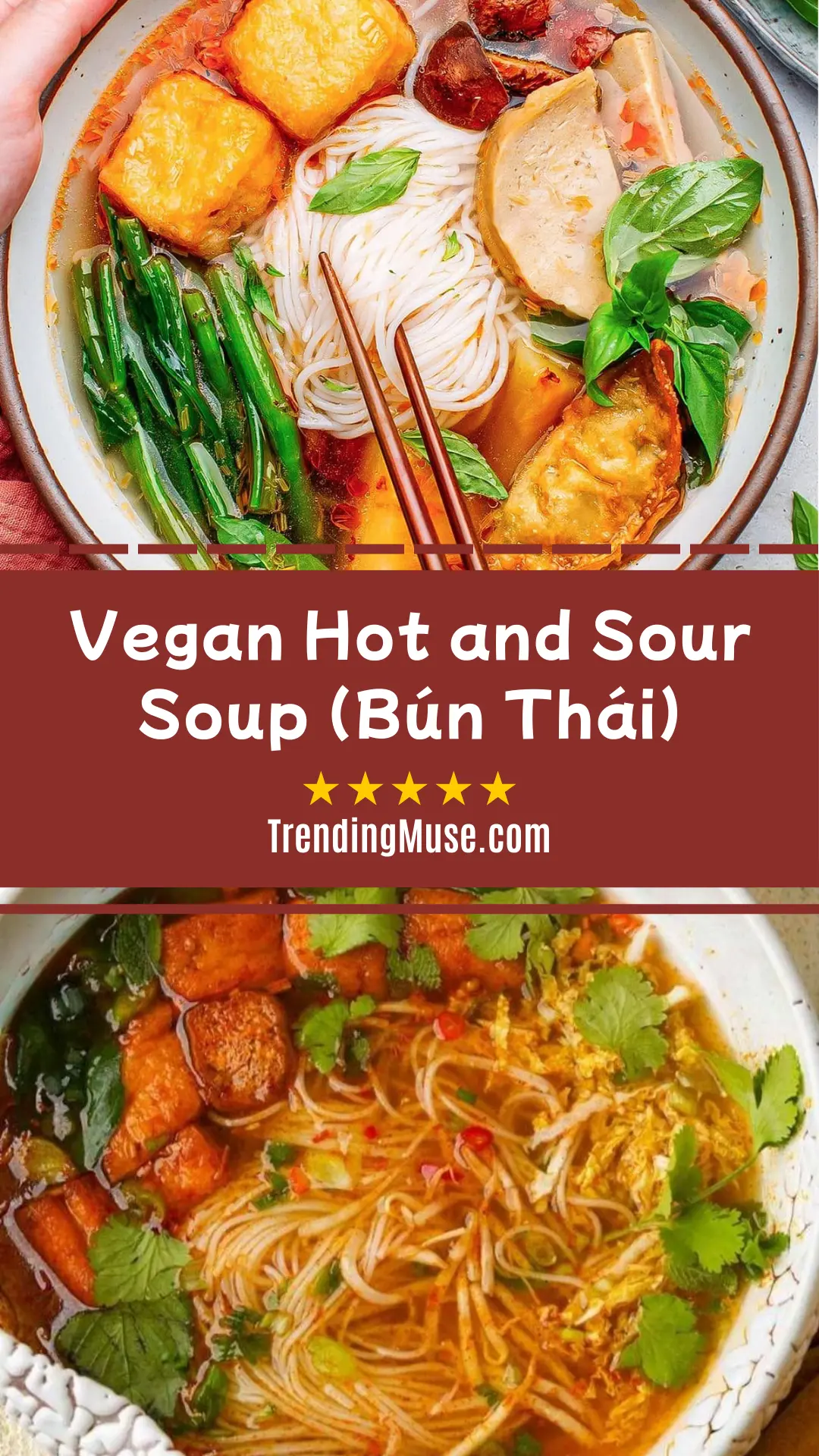 Vegan Hot and Sour Soup (Bún Thái)
