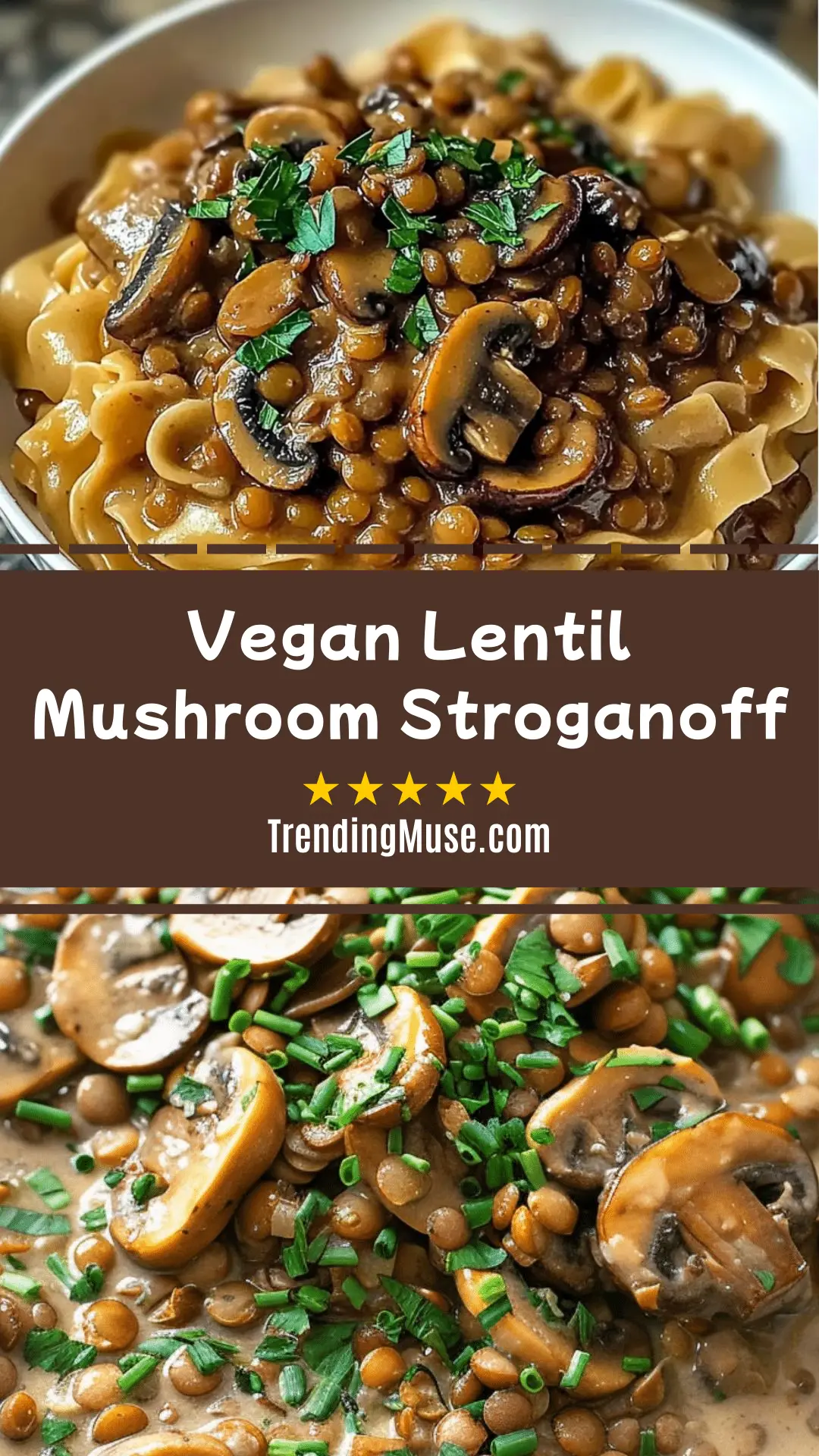 Vegan Lentil Mushroom Stroganoff