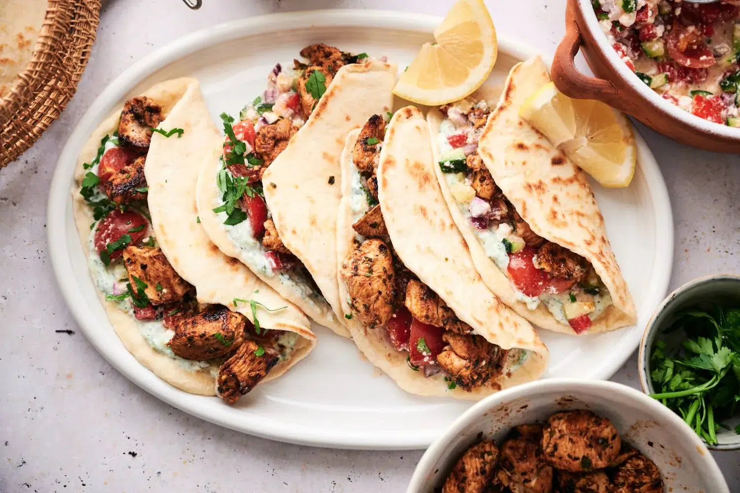 Mediterranean Chicken Pita Tacos Recipe