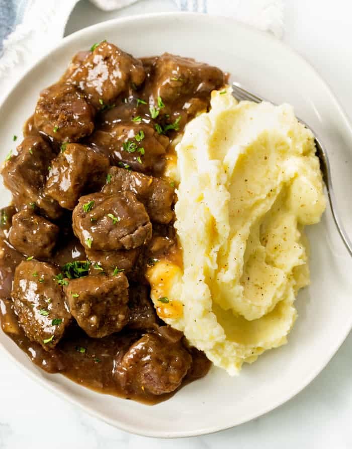 Slow Cooker Beef Sirloin Tips and Gravy